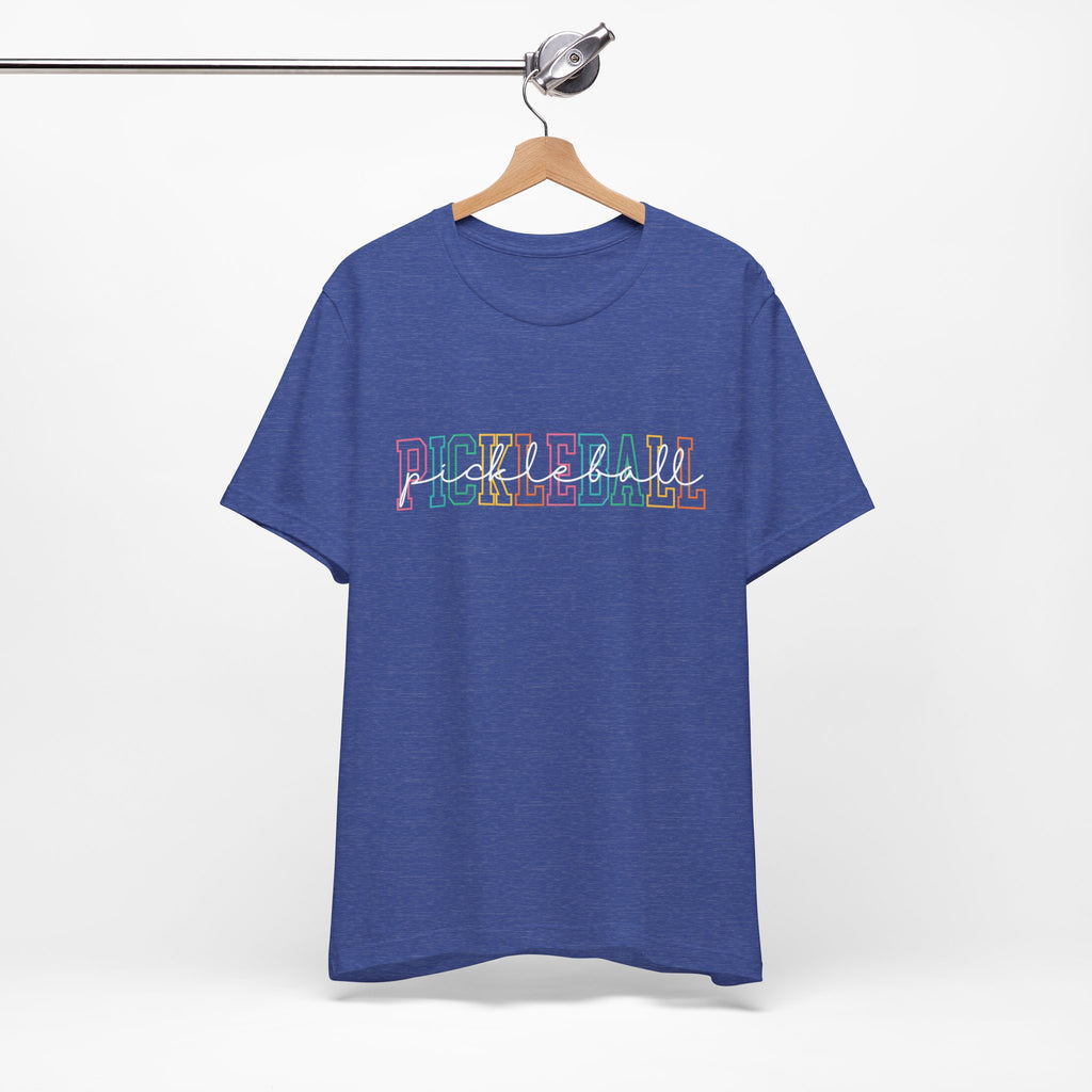Pickleball Retro Outline T-Shirt — Colorful Athletic Court Tee