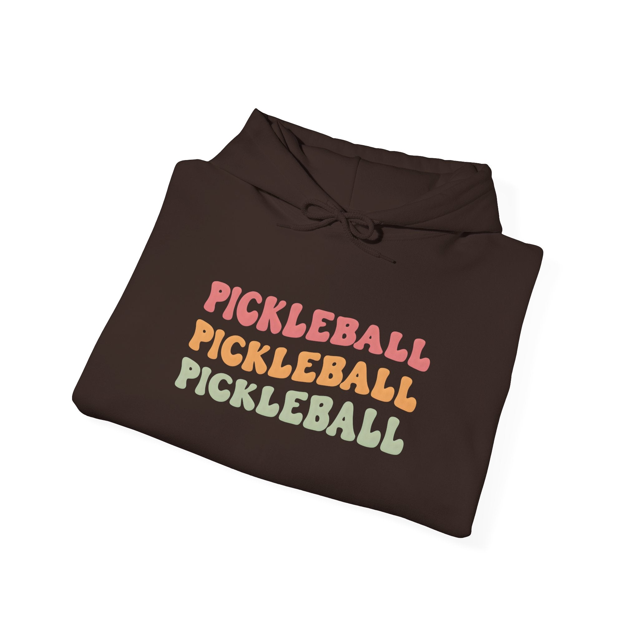 Pickleball Retro Text Hoodie — Repeated Pastel 'PICKLEBALL' Design