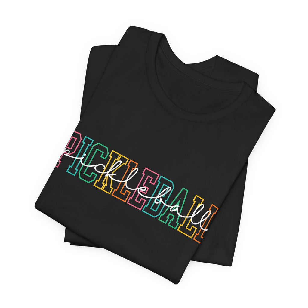 Pickleball Retro Outline T-Shirt — Colorful Athletic Court Tee