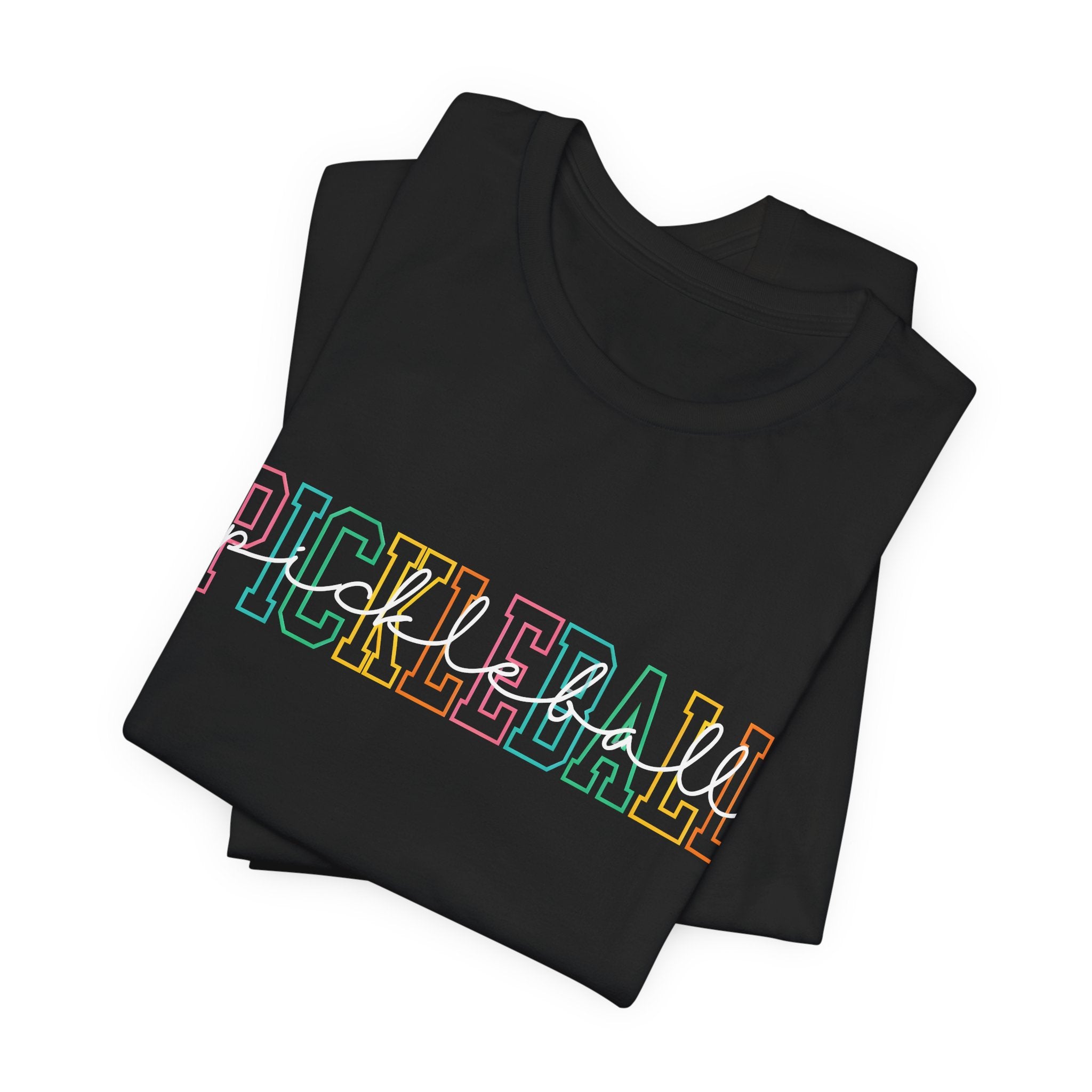Pickleball Retro Outline T-Shirt — Colorful Athletic Court Tee