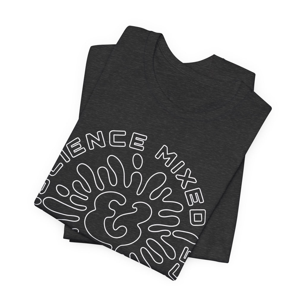 Science & Violence Graphic Tee — Retro Psychedelic Badge T‑Shirt