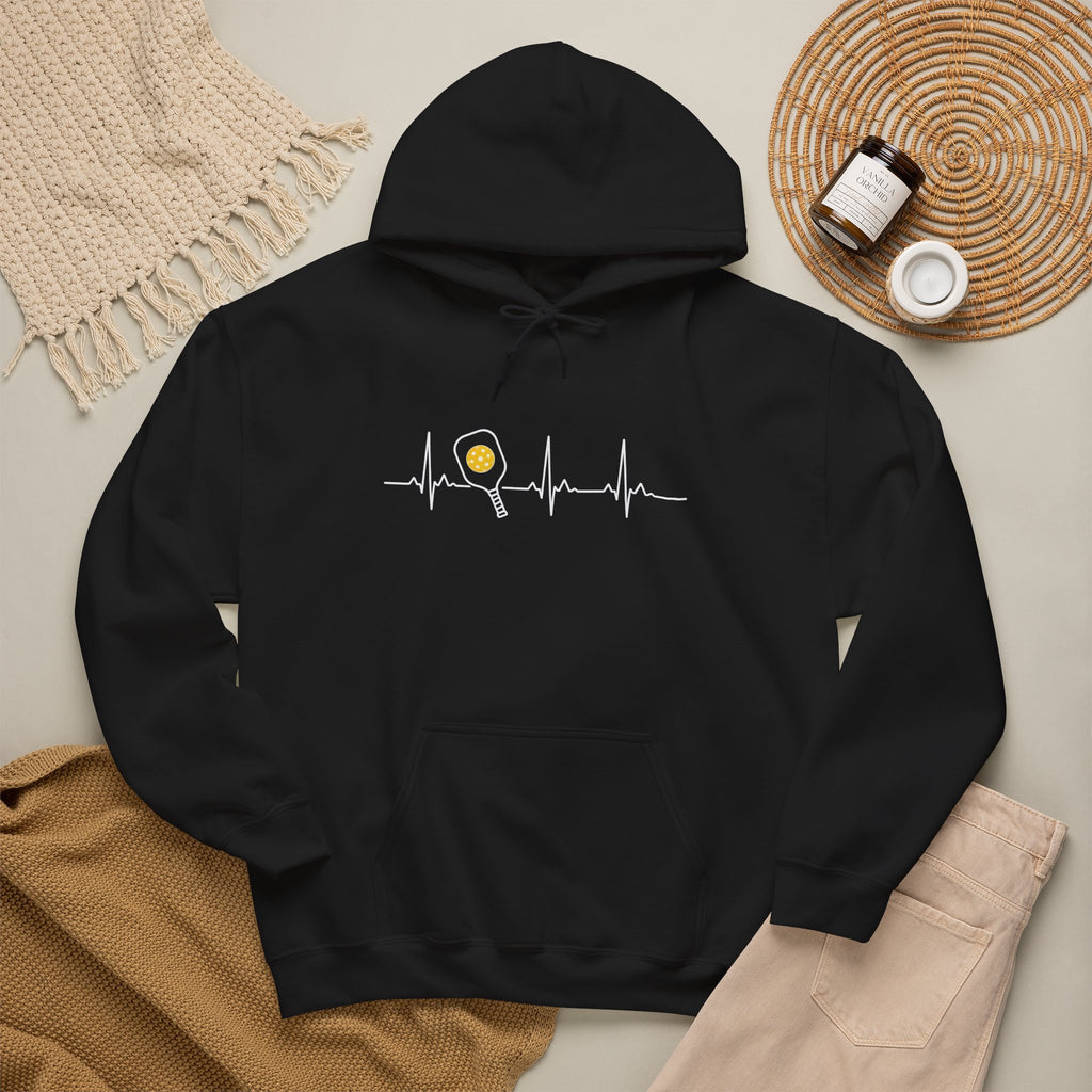 Hoodie — Minimal Tiny Sun Chest Graphic, Casual Cozy Pullover