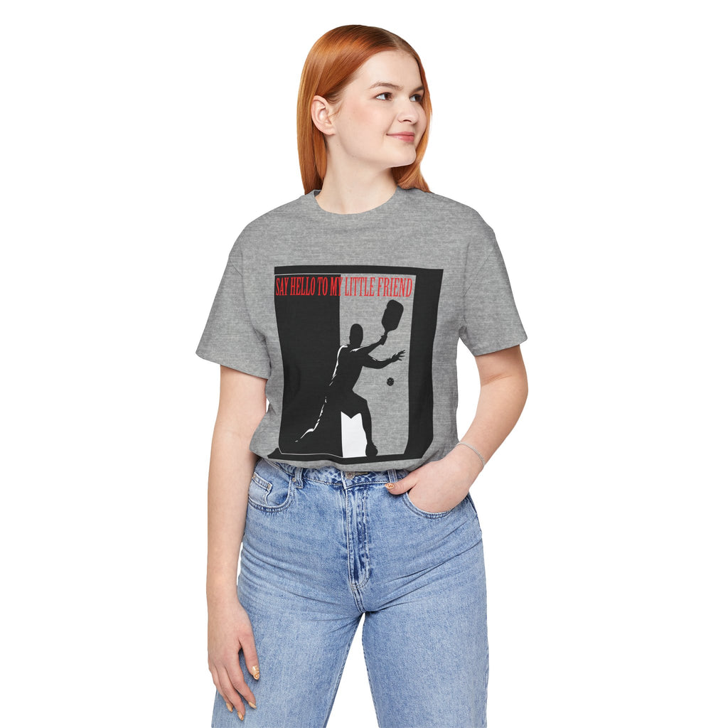 Tennis Tee — "Say Hello to My Little Friend" Retro Silhouette Shirt