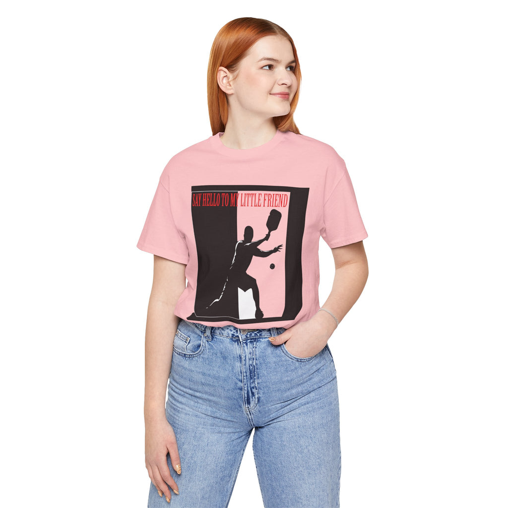 Tennis Tee — "Say Hello to My Little Friend" Retro Silhouette Shirt