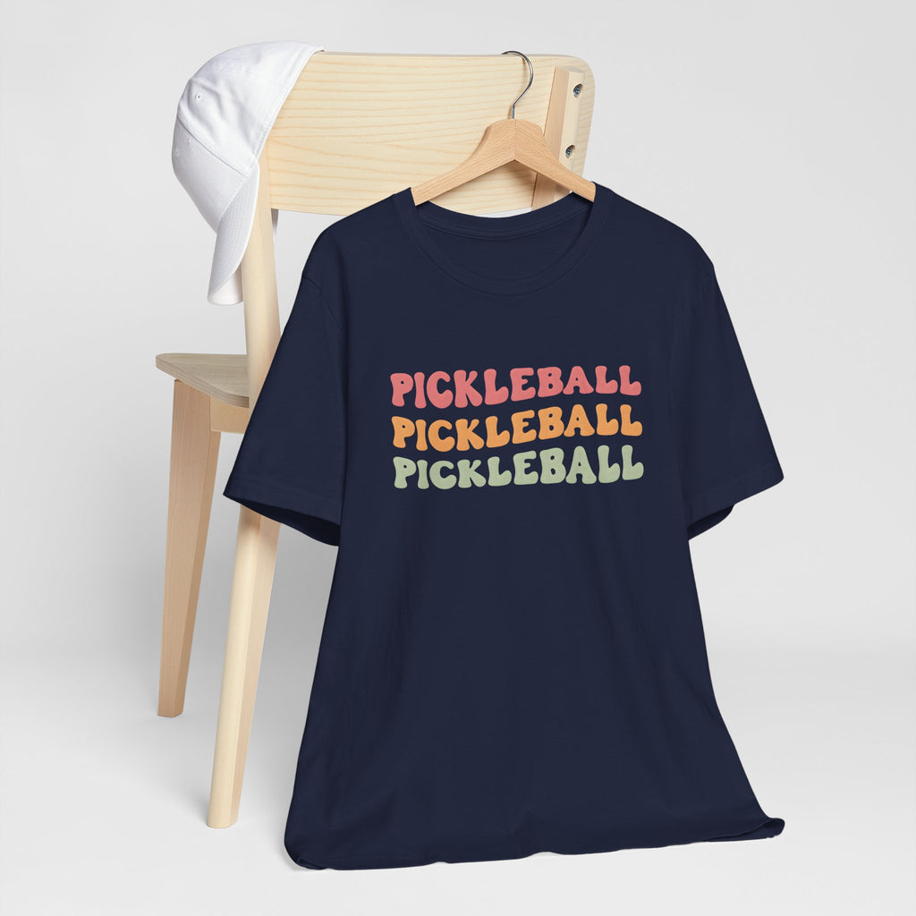 Pickleball Tee — Retro 'PICKLEBALL' Triple-Stack Graphic Shirt