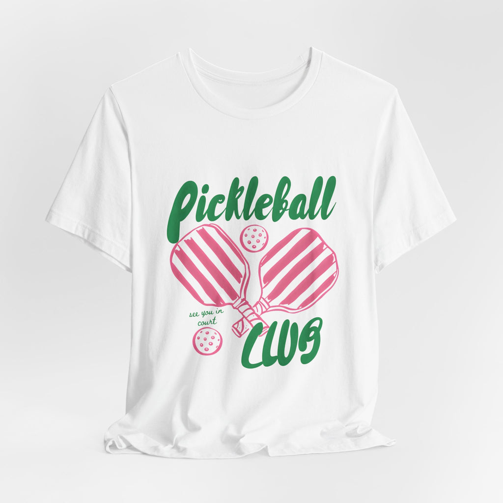 Pickleball Club Heart Tee — Women's Pink & Green Paddle Shirt