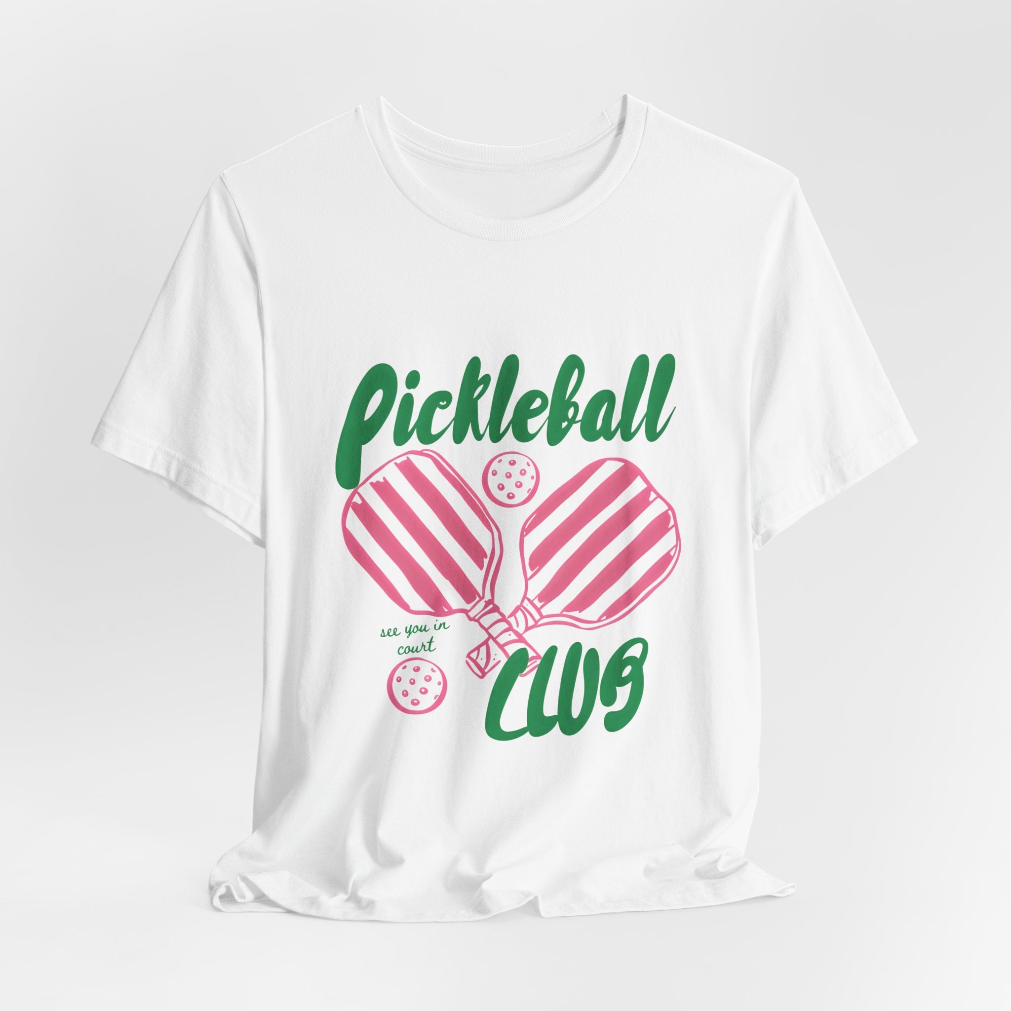 Pickleball Club Heart Tee — Women's Pink & Green Paddle Shirt