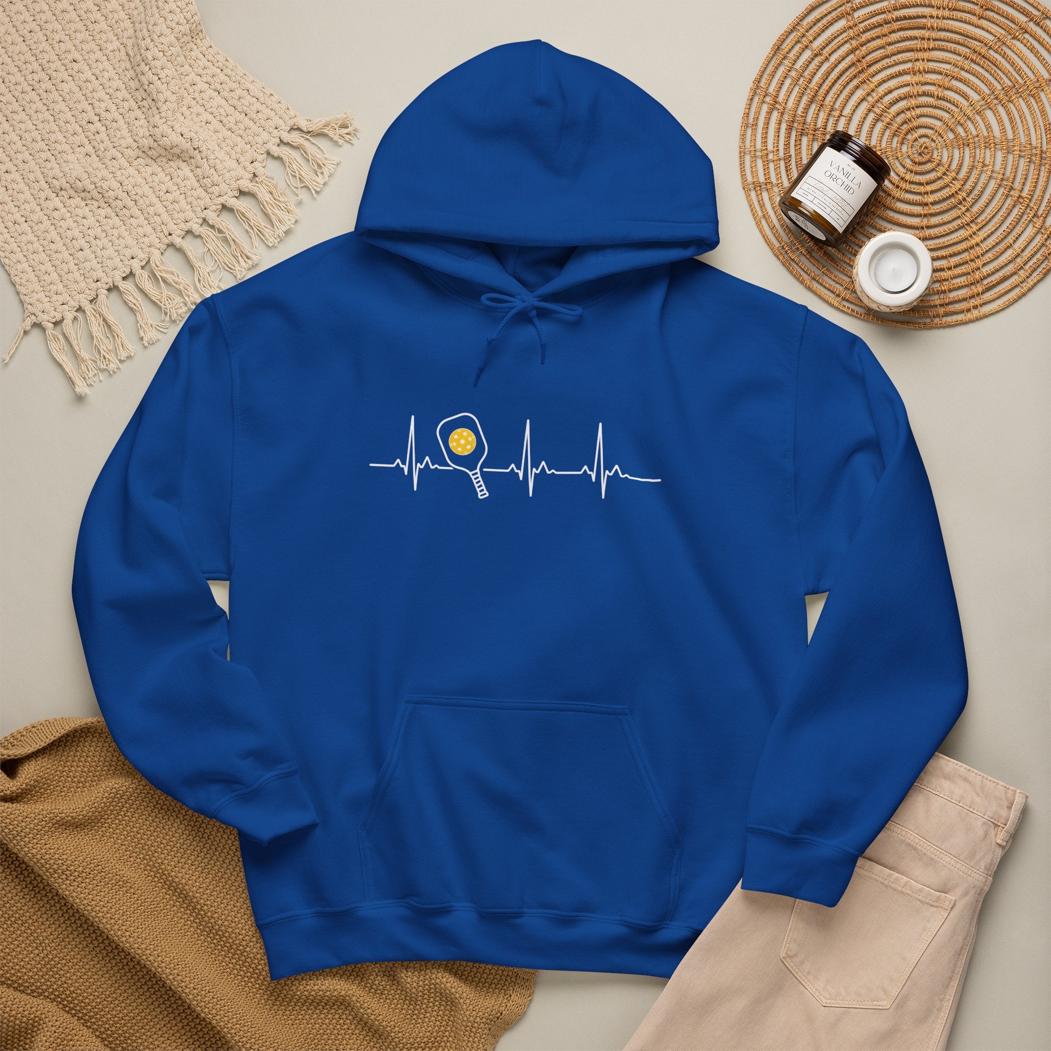 Hoodie — Minimal Tiny Sun Chest Graphic, Casual Cozy Pullover