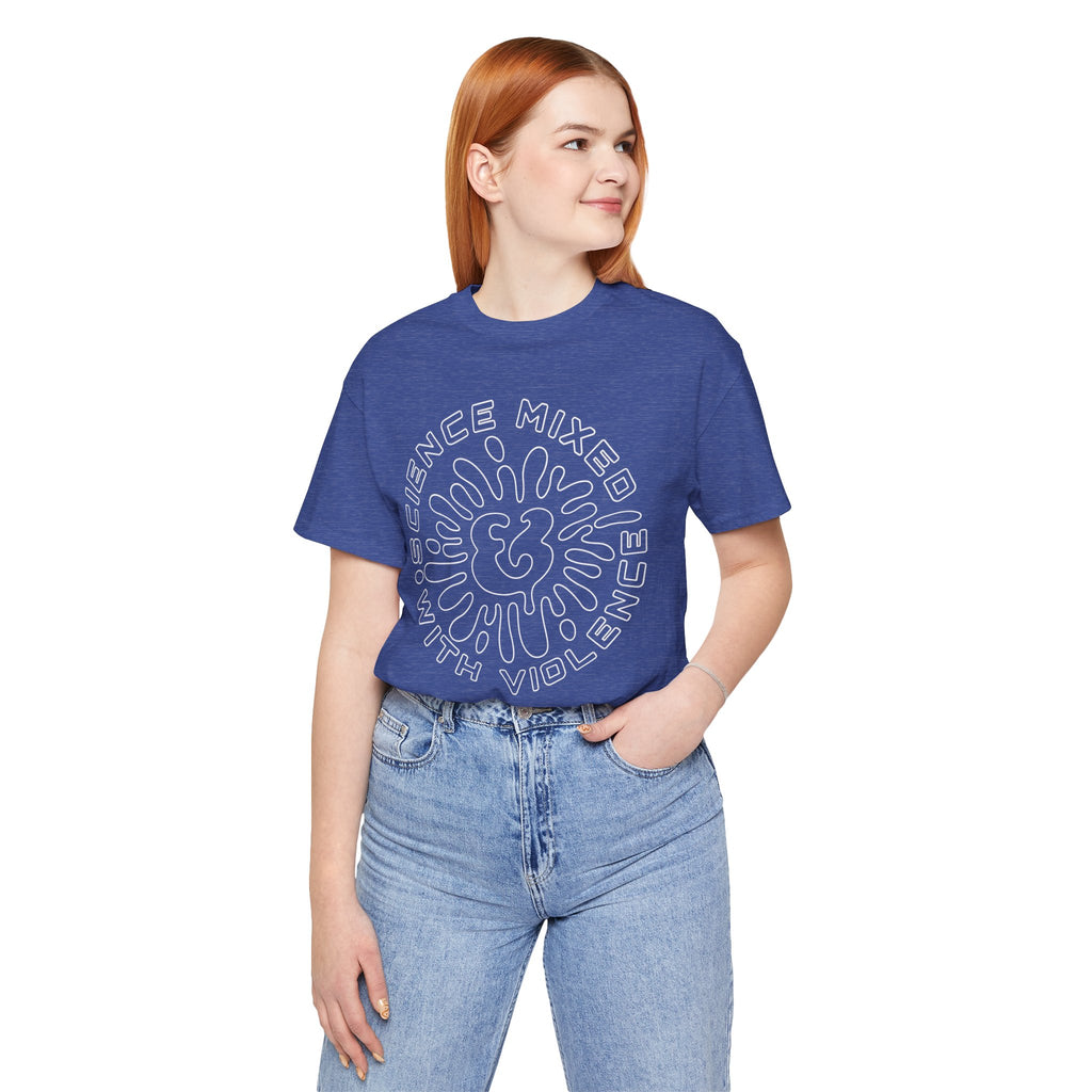 Science & Violence Graphic Tee — Retro Psychedelic Badge T‑Shirt