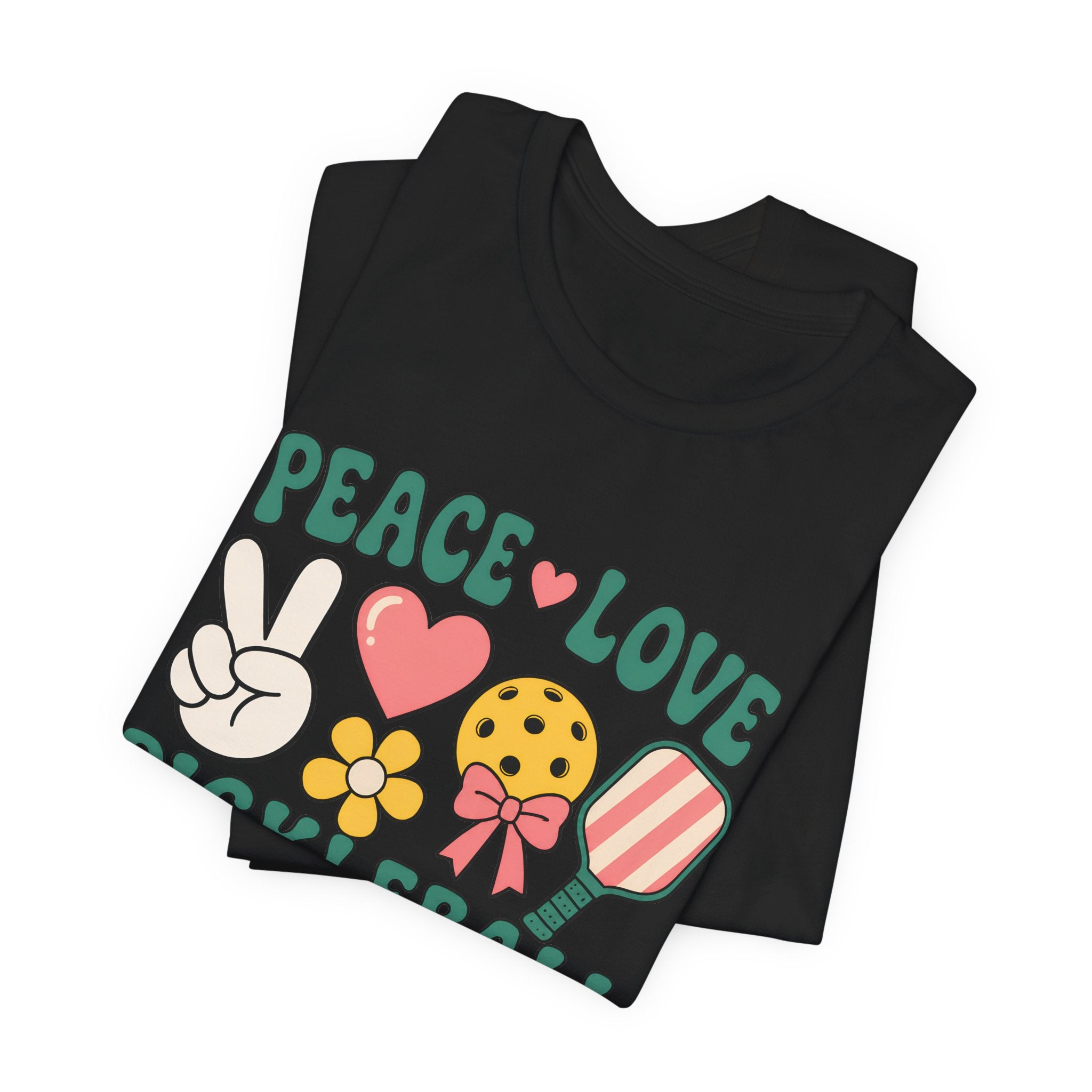 Pickleball Peace & Love T-Shirt – Cute Retro Paddle Design