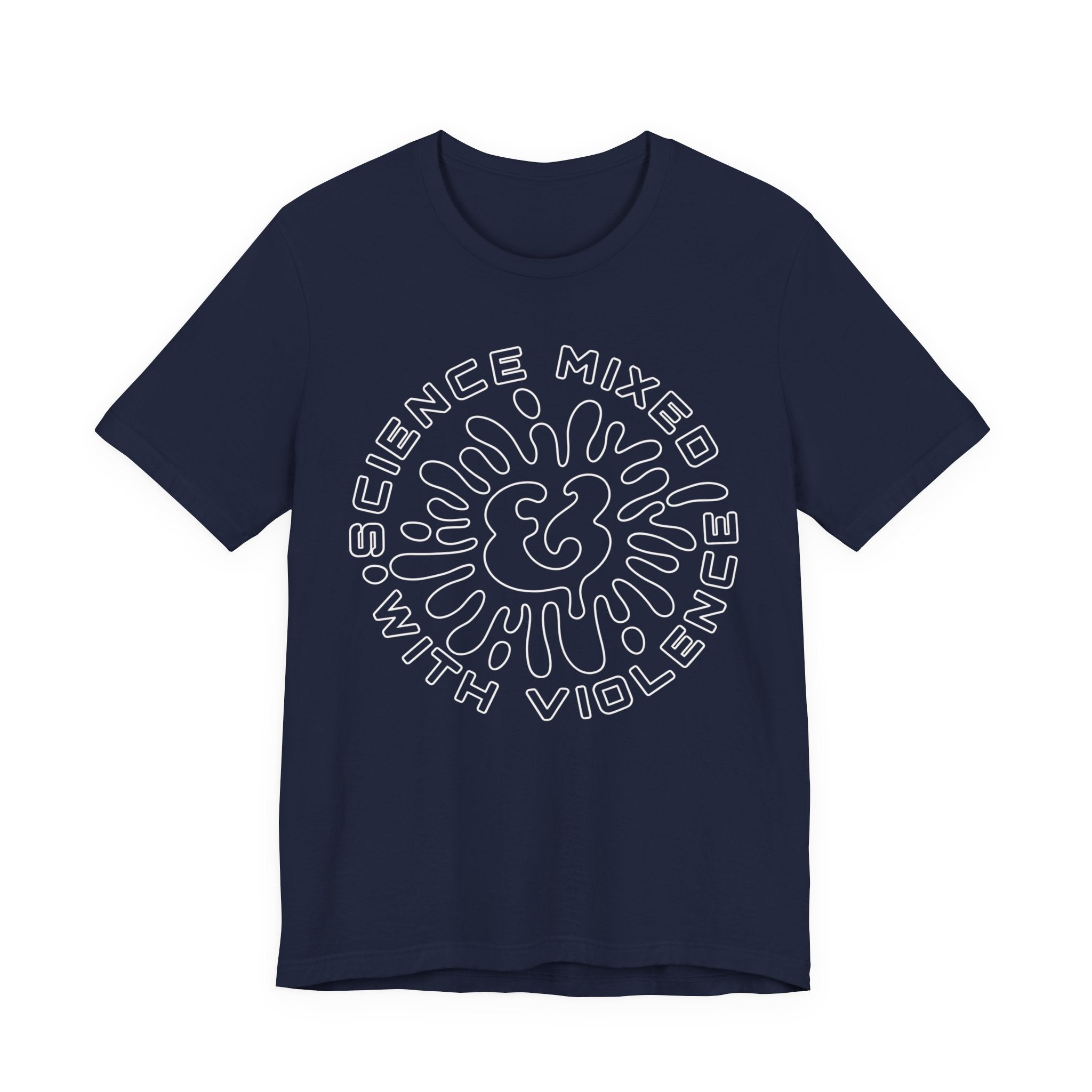 Science & Violence Graphic Tee — Retro Psychedelic Badge T‑Shirt
