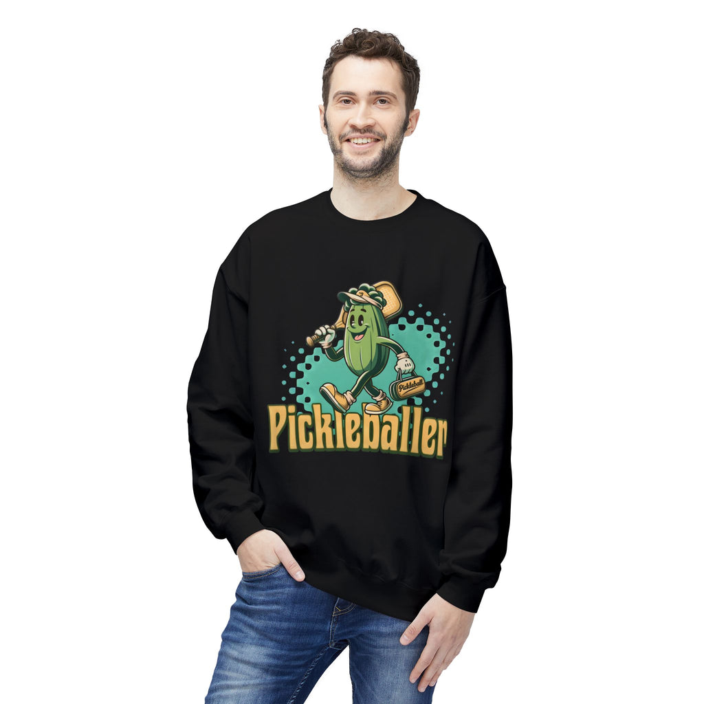 Pickleball Cartoon Crewneck Sweatshirt — "Pickleballer" Graphic