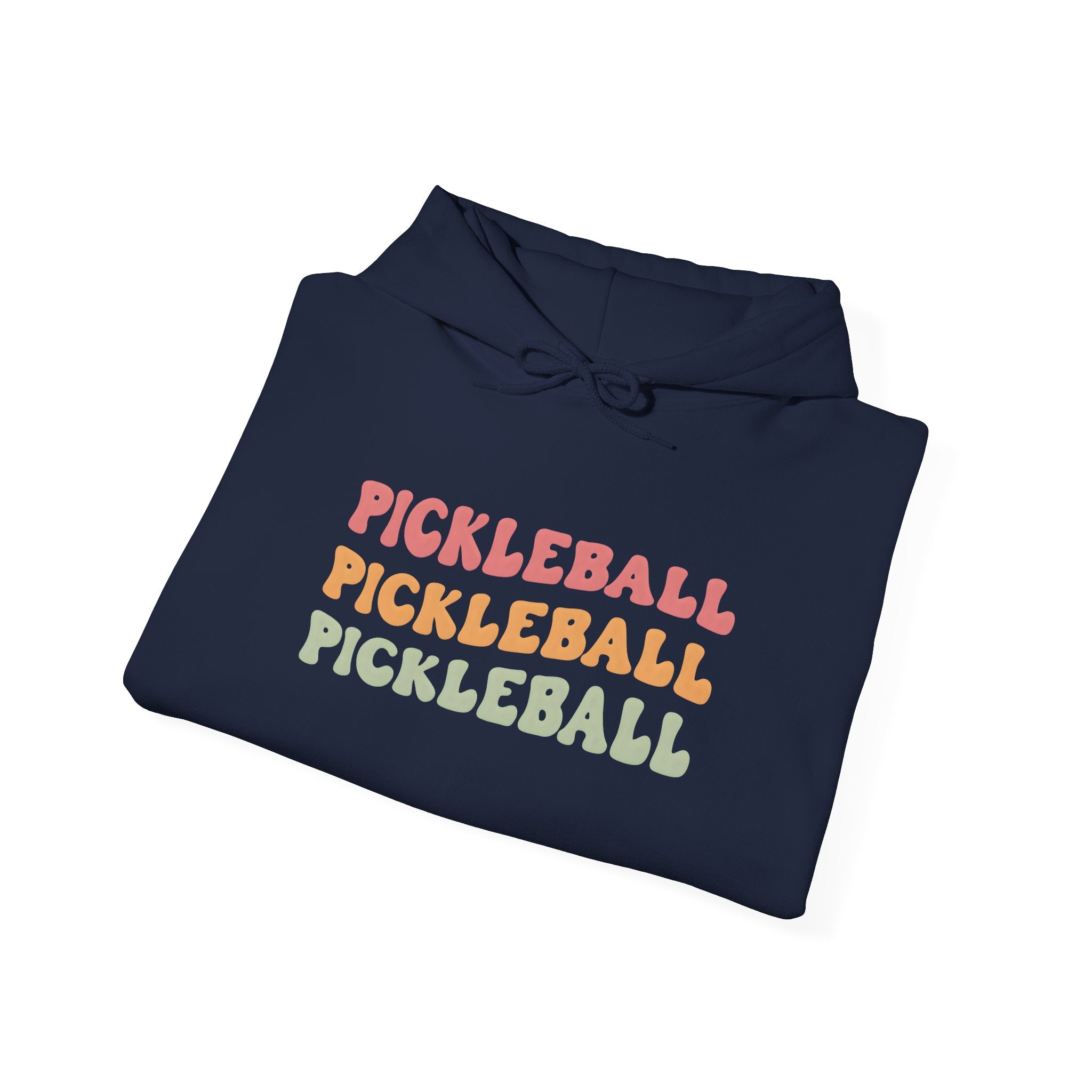 Pickleball Retro Text Hoodie — Repeated Pastel 'PICKLEBALL' Design