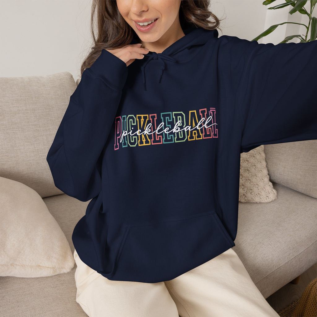 Pickleball Pastel Hoodie – Colorful Retro Text Pickleball Pullover