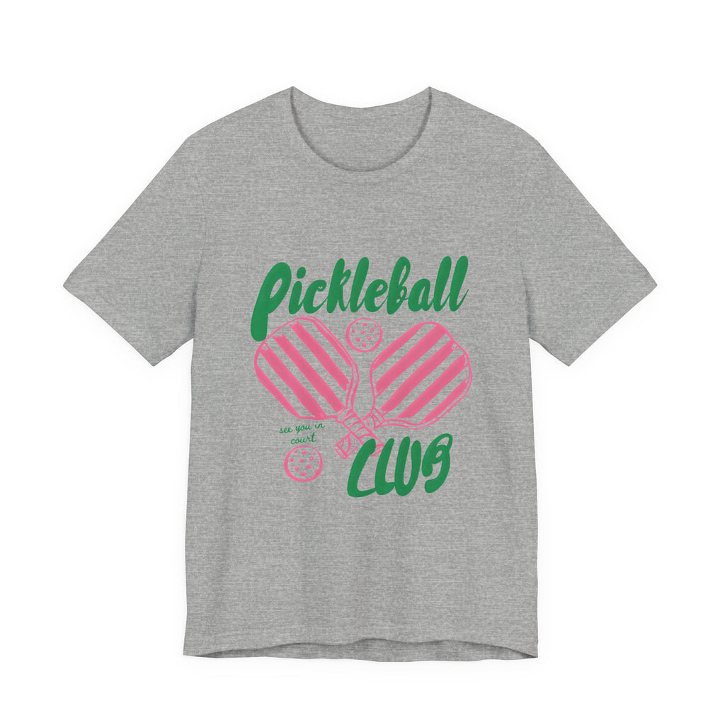 Pickleball Club Heart Tee — Women's Pink & Green Paddle Shirt