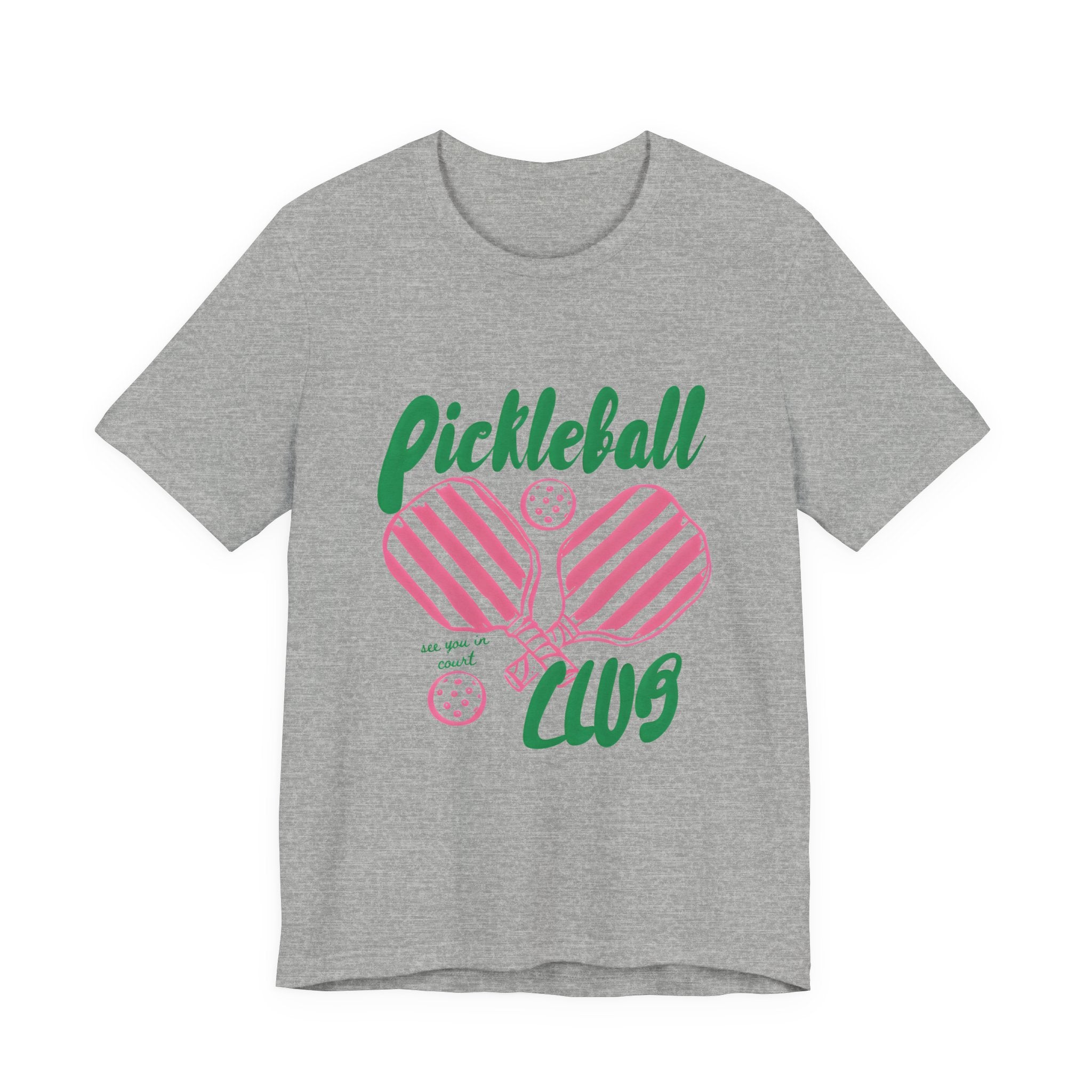 Pickleball Club Heart Tee — Women's Pink & Green Paddle Shirt
