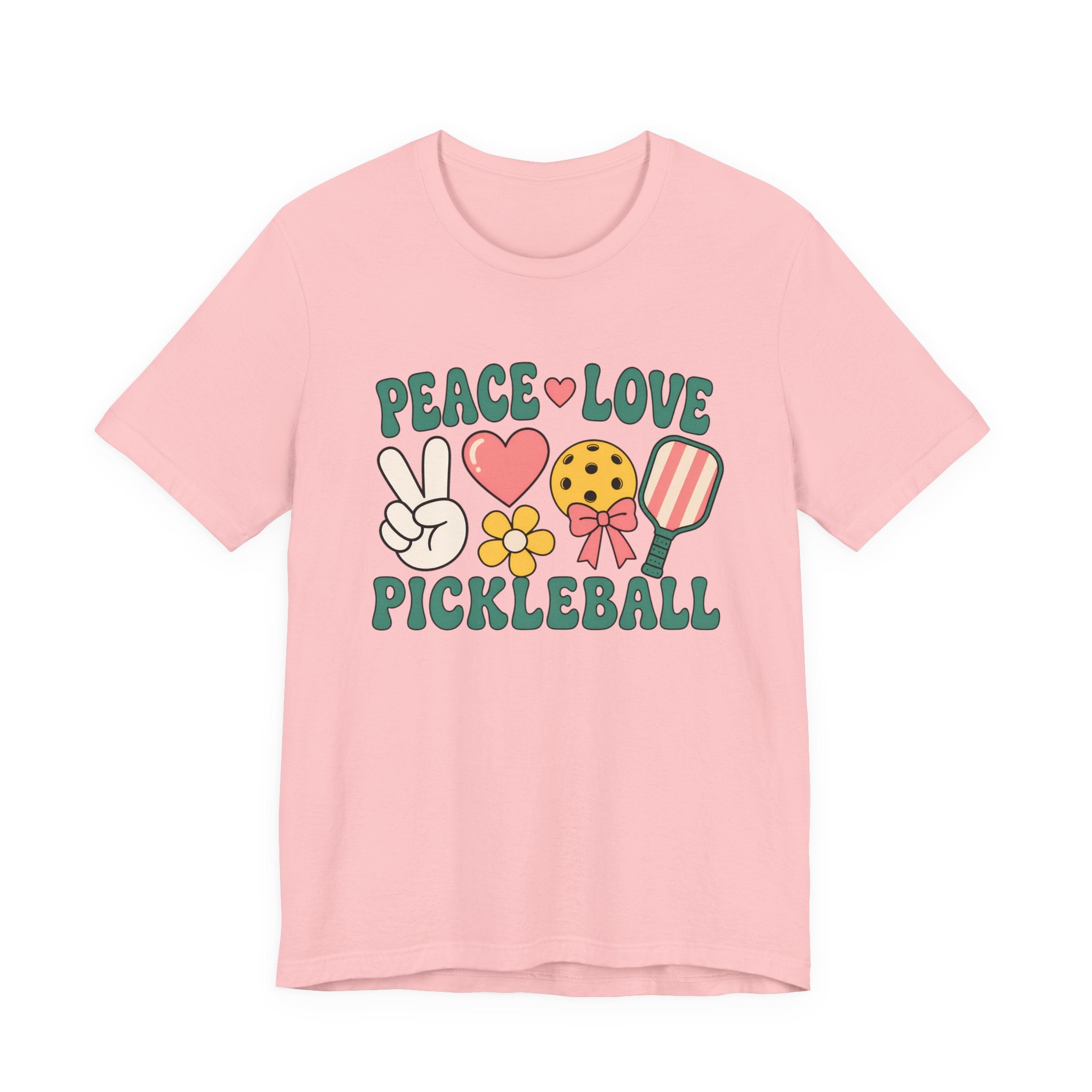 Pickleball Peace & Love T-Shirt – Cute Retro Paddle Design