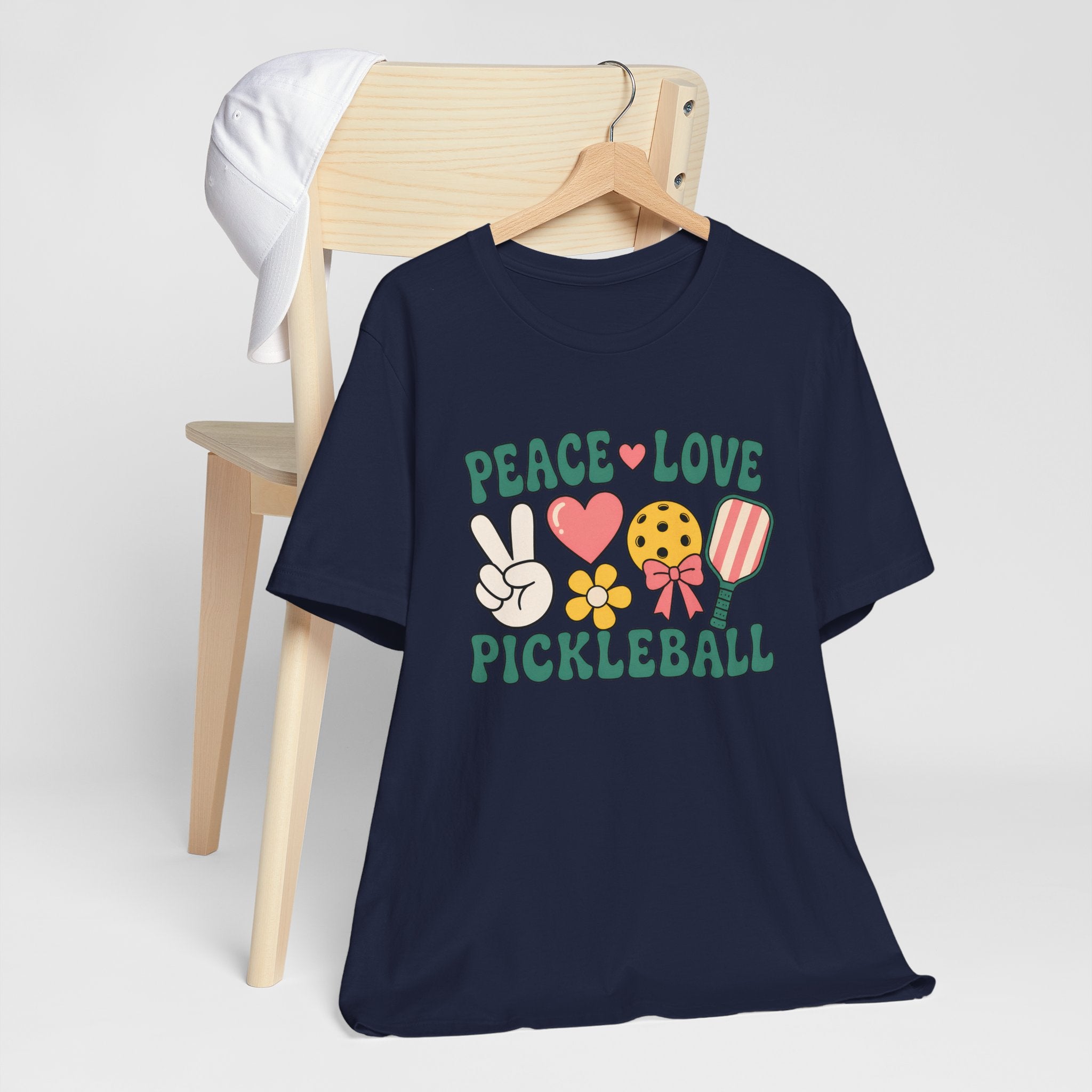 Pickleball Peace & Love T-Shirt – Cute Retro Paddle Design