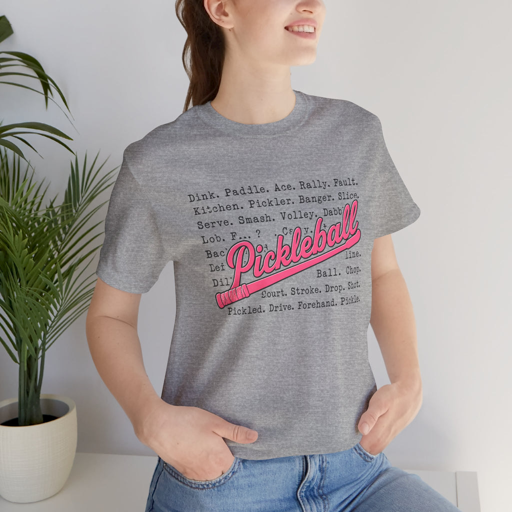 Pickleball Tee — Retro Pink Script Graphic Shirt