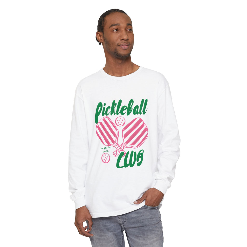 Pickleball Love Long Sleeve Tee – Women's Pink Paddle Graphic