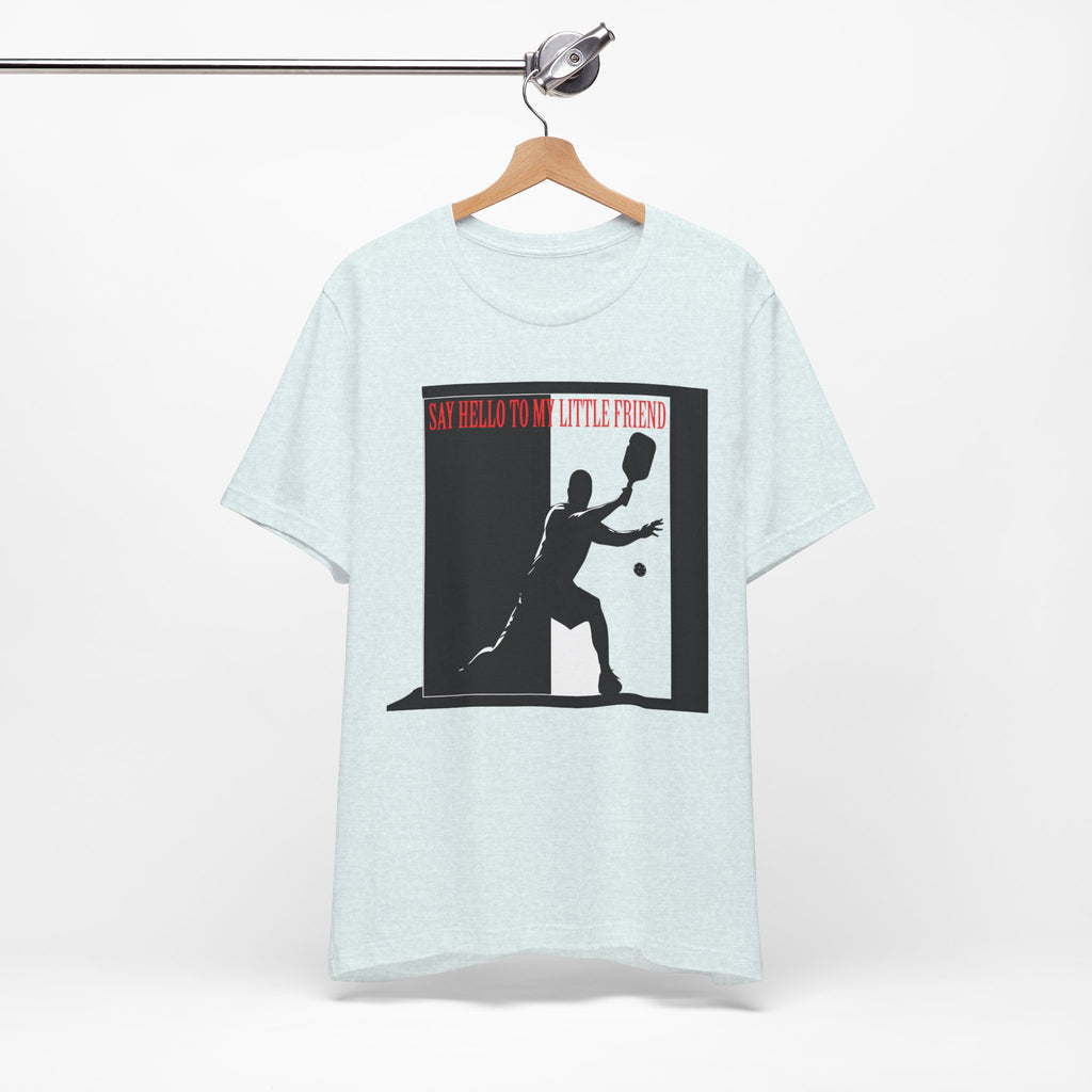 Tennis Tee — "Say Hello to My Little Friend" Retro Silhouette Shirt