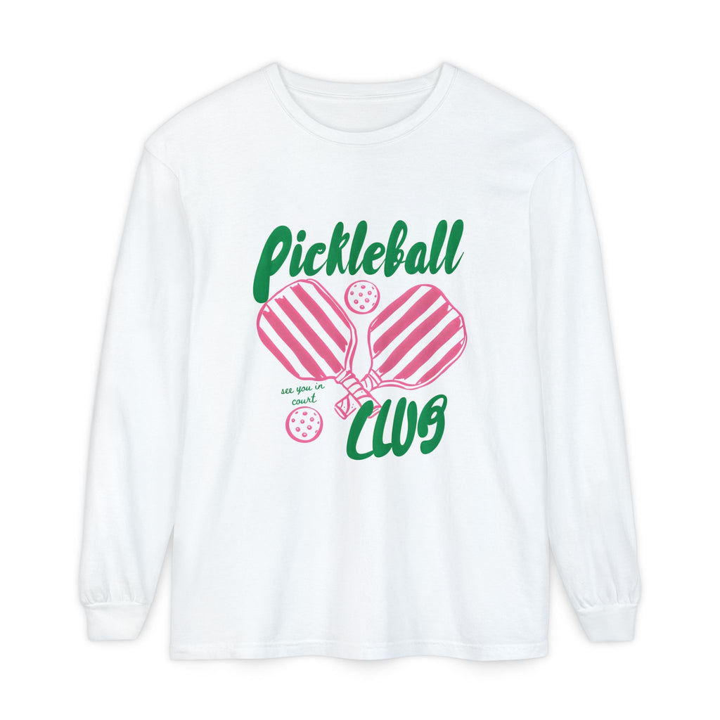 Pickleball Love Long Sleeve Tee – Women's Pink Paddle Graphic