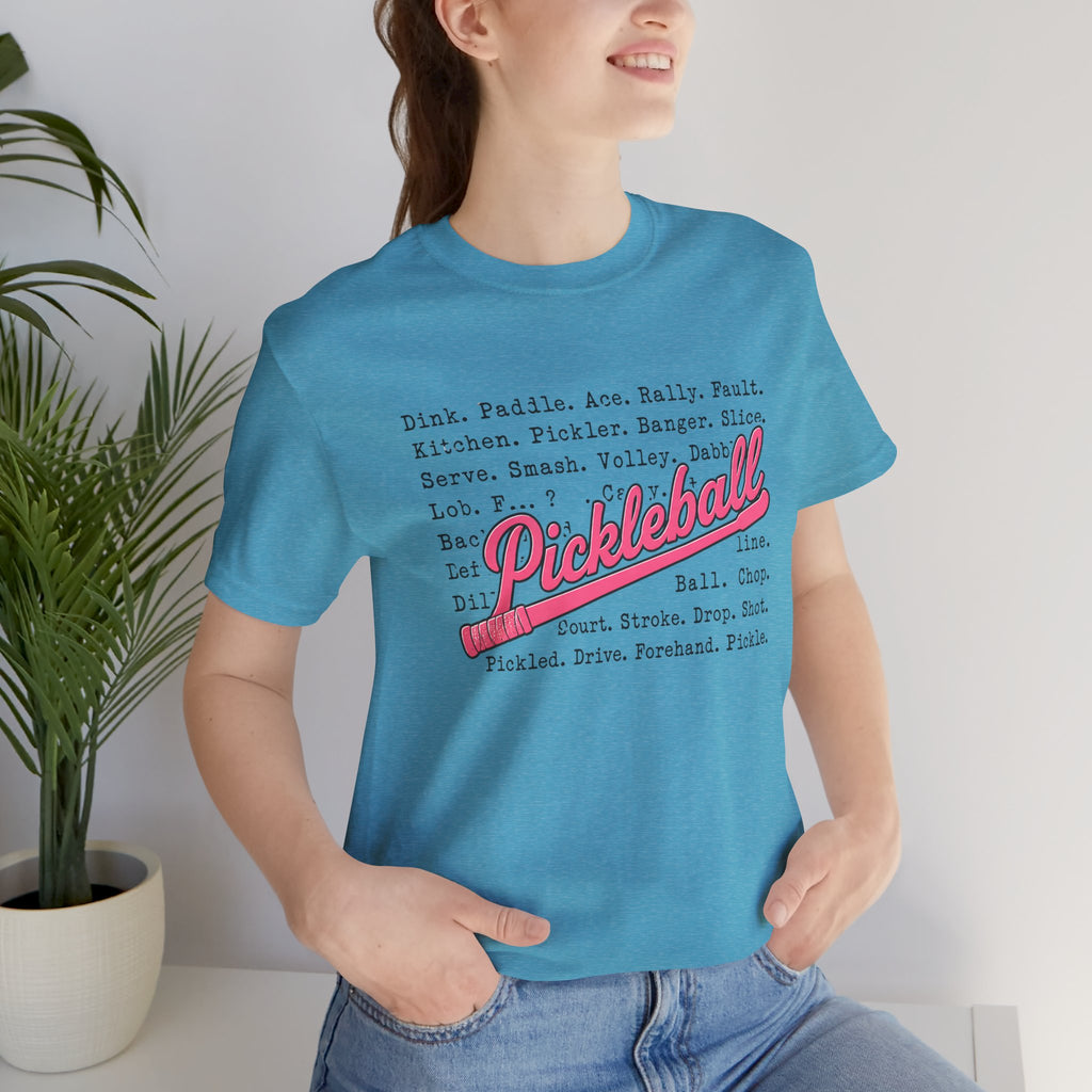 Pickleball Tee — Retro Pink Script Graphic Shirt