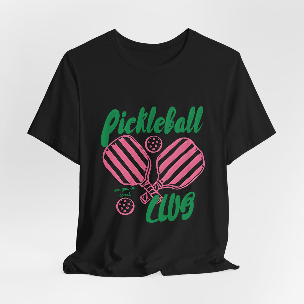 Pickleball Club Heart Tee — Women's Pink & Green Paddle Shirt