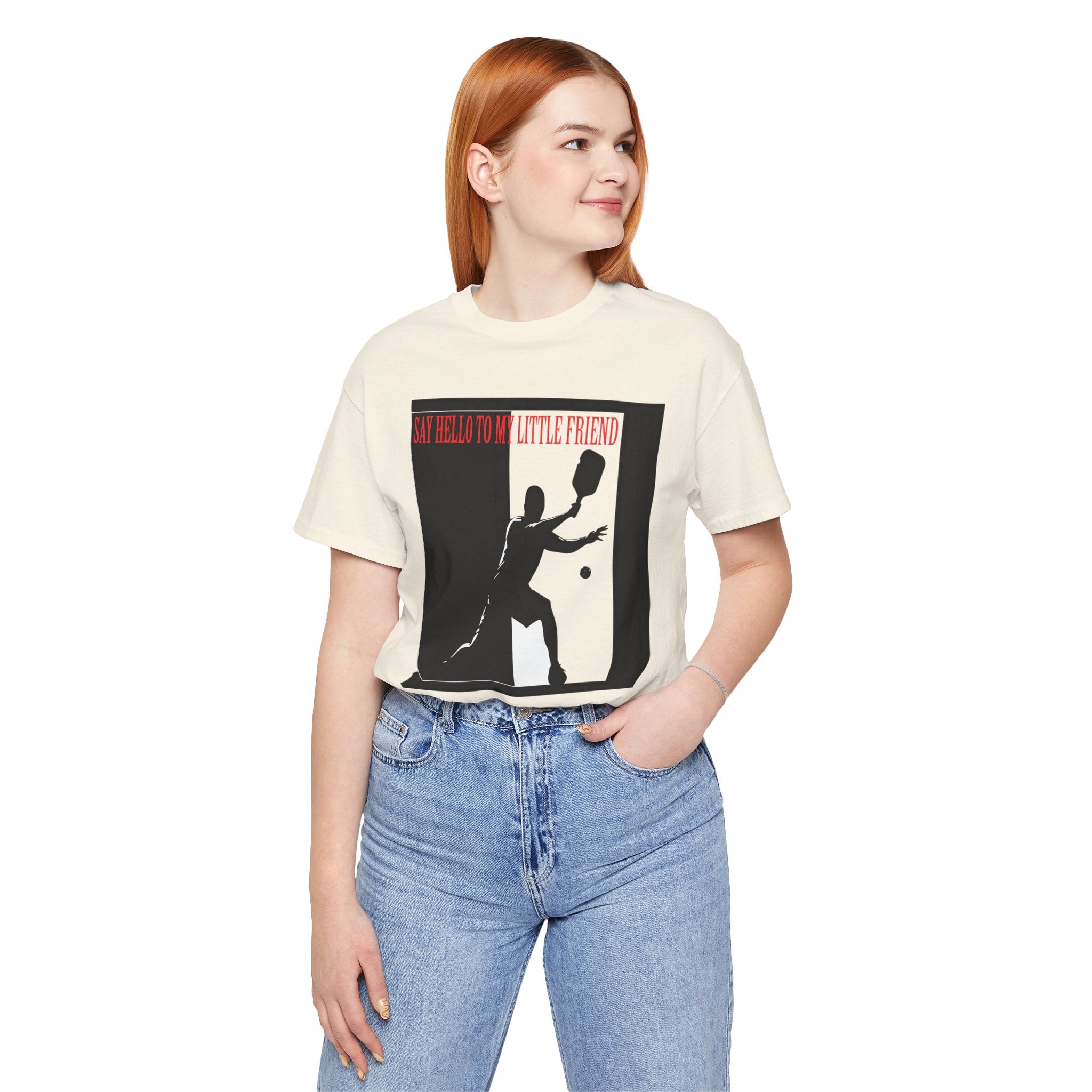 Tennis Tee — "Say Hello to My Little Friend" Retro Silhouette Shirt