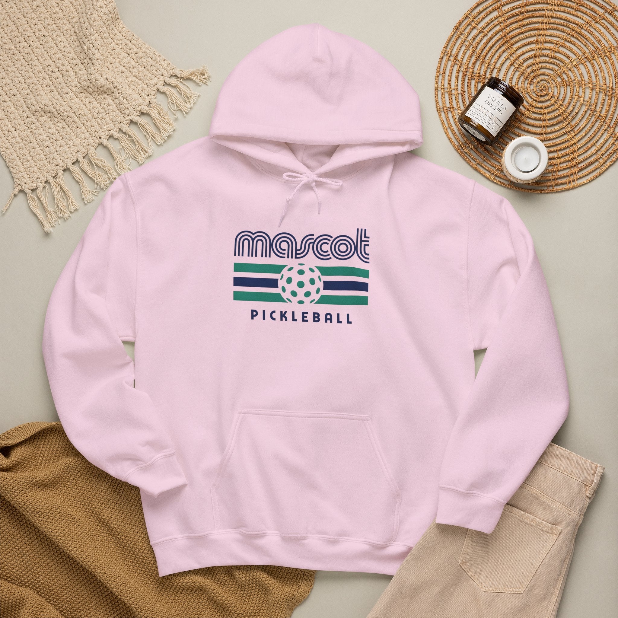 Mascot Pickleball Hoodie — Retro Striped Pickleball Pullover