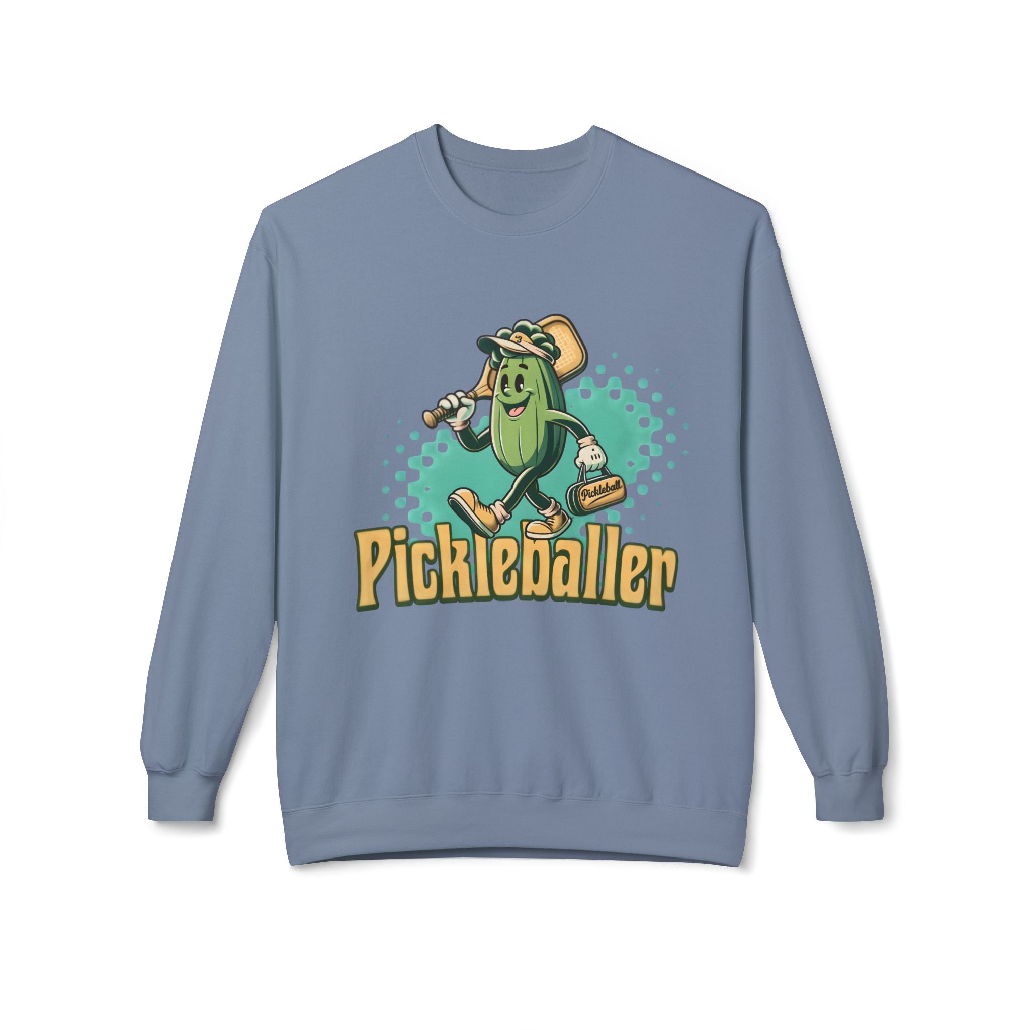 Pickleball Cartoon Crewneck Sweatshirt — "Pickleballer" Graphic