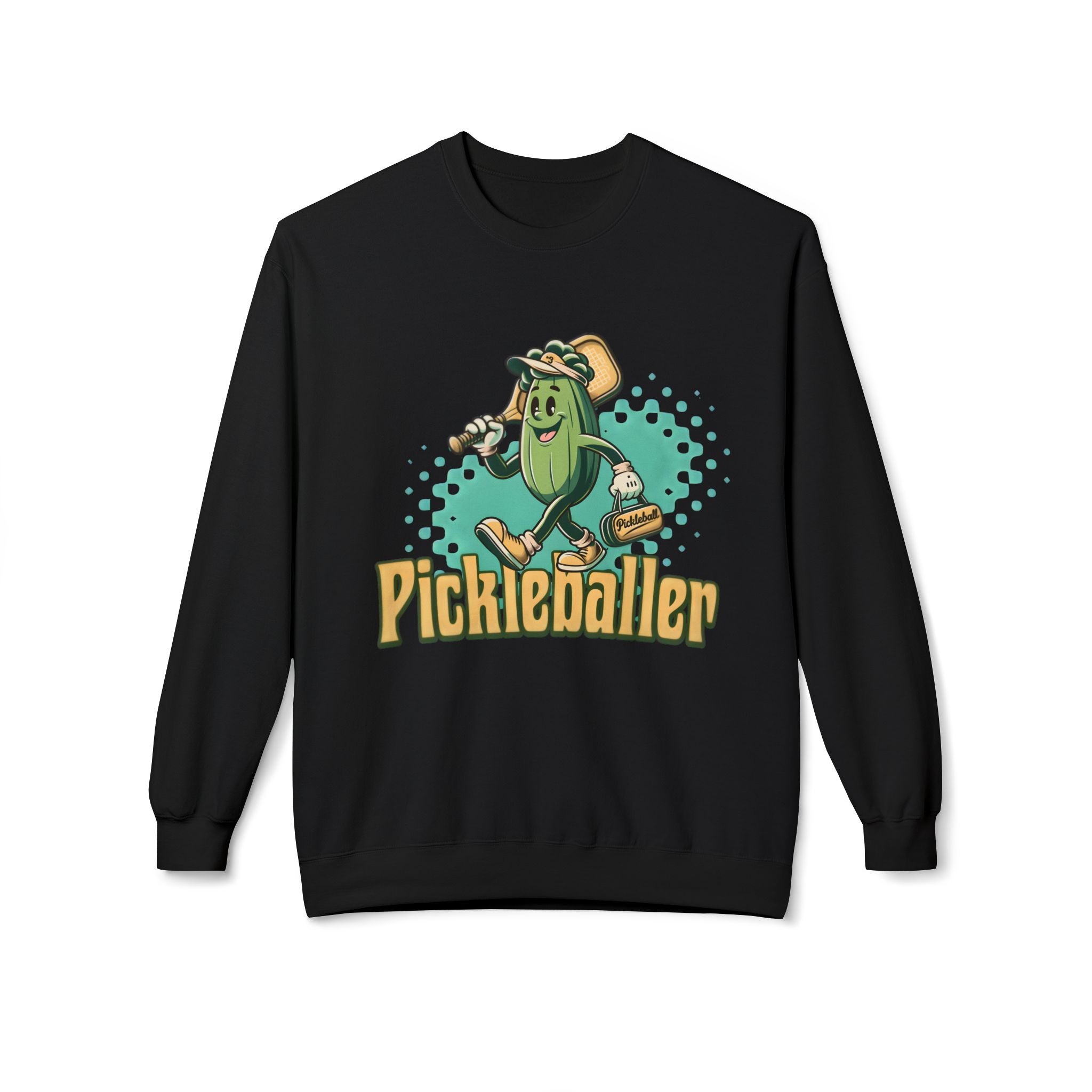 Pickleball Cartoon Crewneck Sweatshirt — "Pickleballer" Graphic