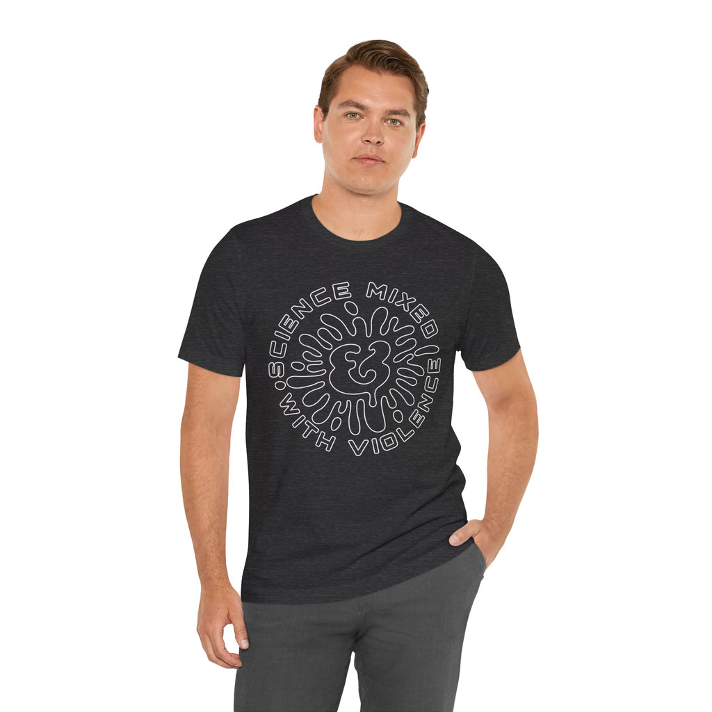 Science & Violence Graphic Tee — Retro Psychedelic Badge T‑Shirt