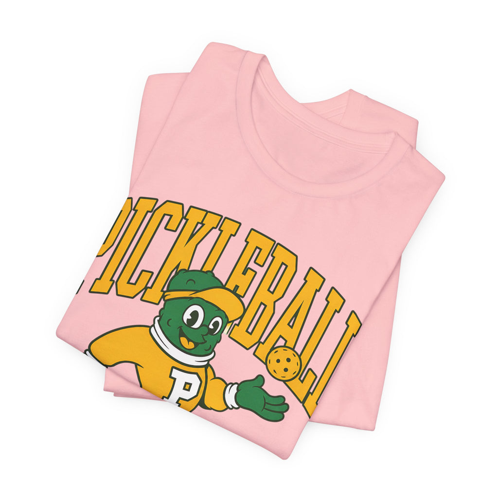 Pickleball Mascot T‑Shirt – Vintage Green & Gold “PICKLEBALL” Graphic (Est. 1965)