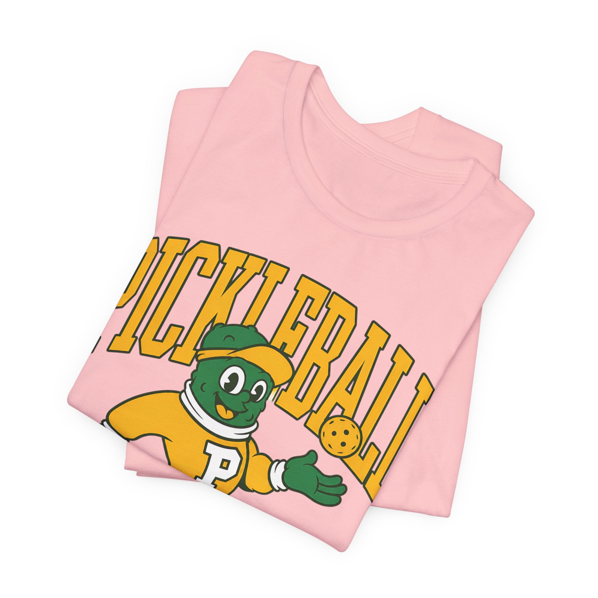 Pickleball Mascot T‑Shirt – Vintage Green & Gold “PICKLEBALL” Graphic (Est. 1965)